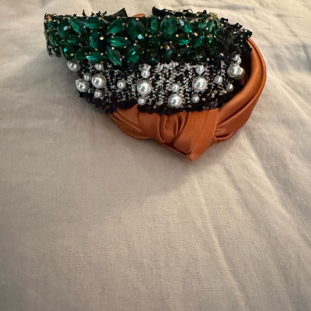 Embellished Headbands Set in Green, Black, and Orange